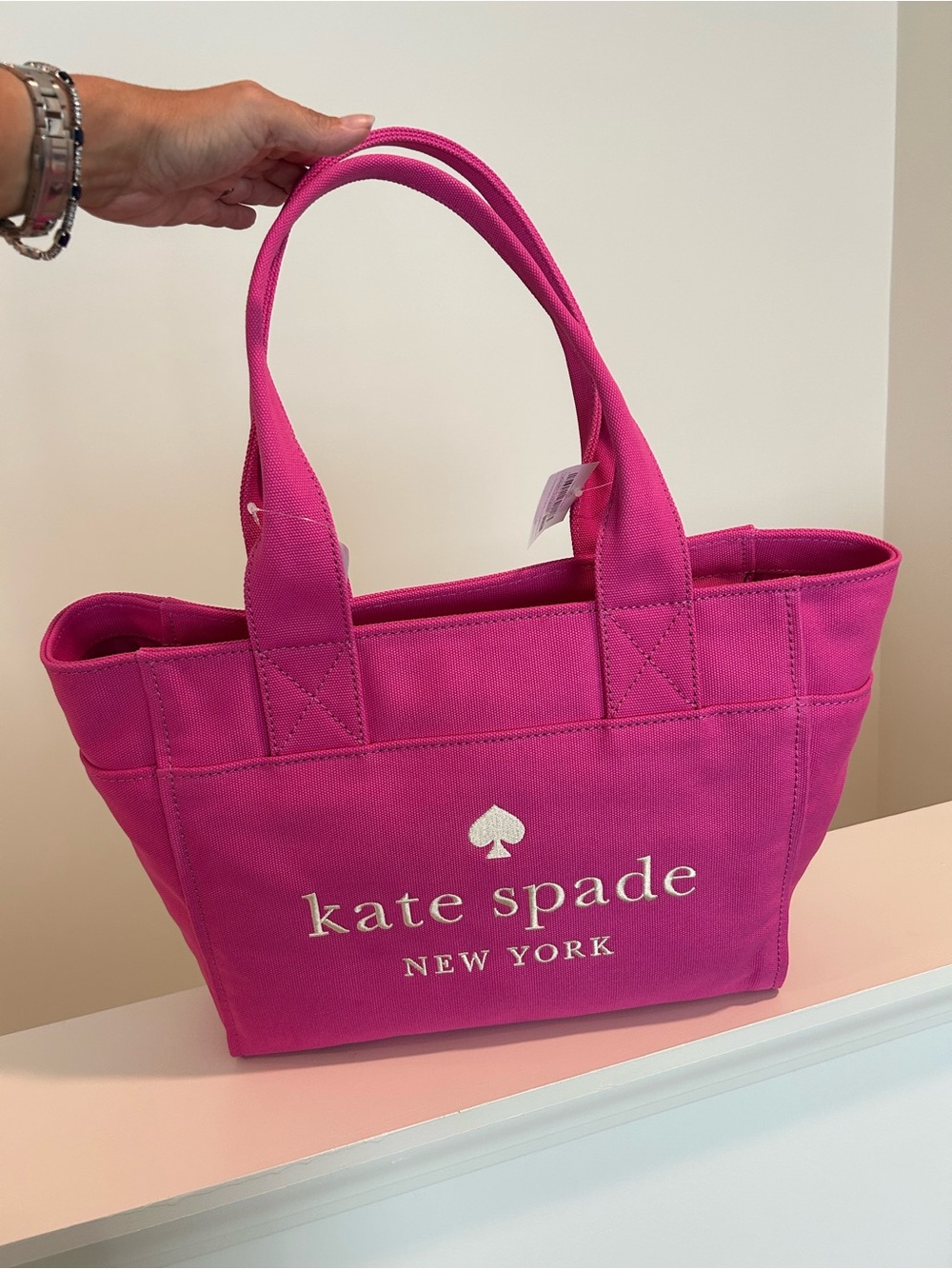 kate spade Hot Pink Canvas Logo Tote Bag